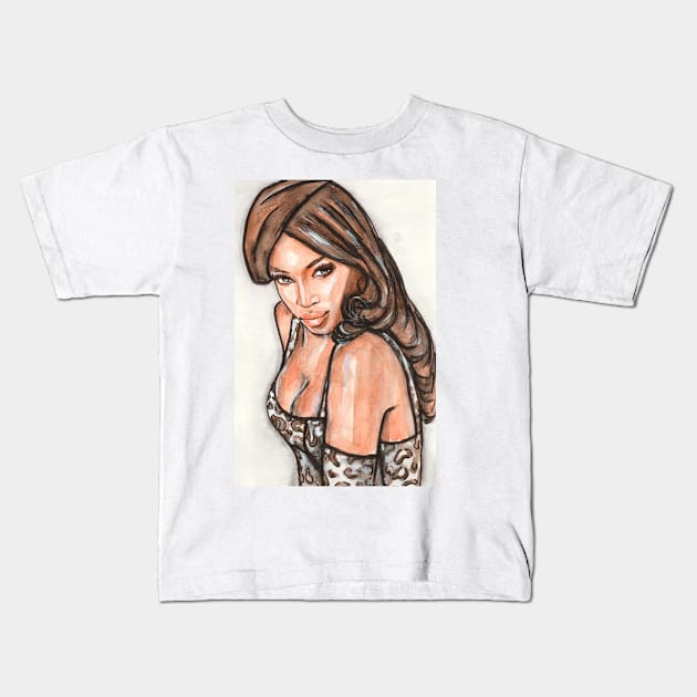 Naomi Campbell Kids T-Shirt by Svetlana Pelin